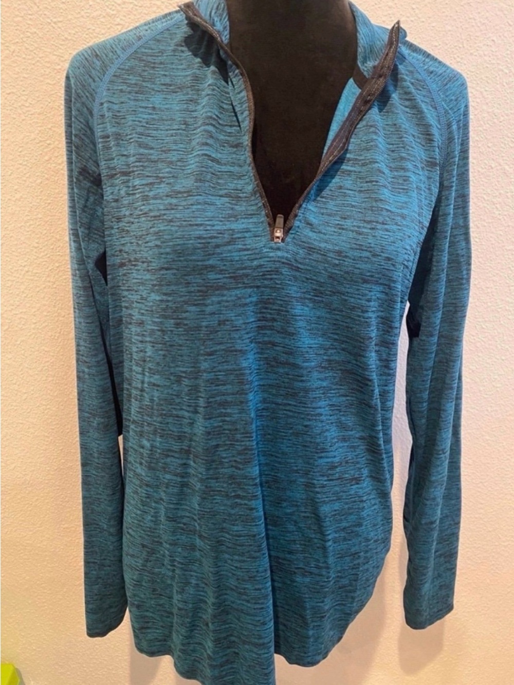 Women's Teal Quarter-Zip Long Sleeve Sweater (Size M)